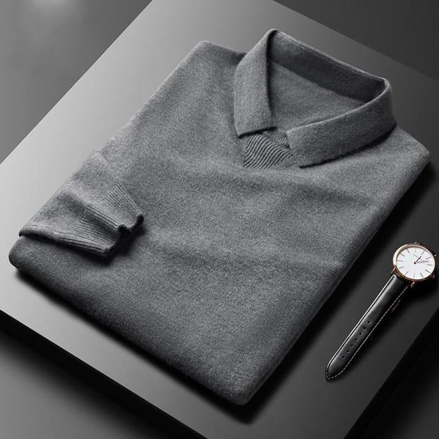 François Blanchet lightweight wool blend sweater with turn-down collar, slim fit, breathable knit