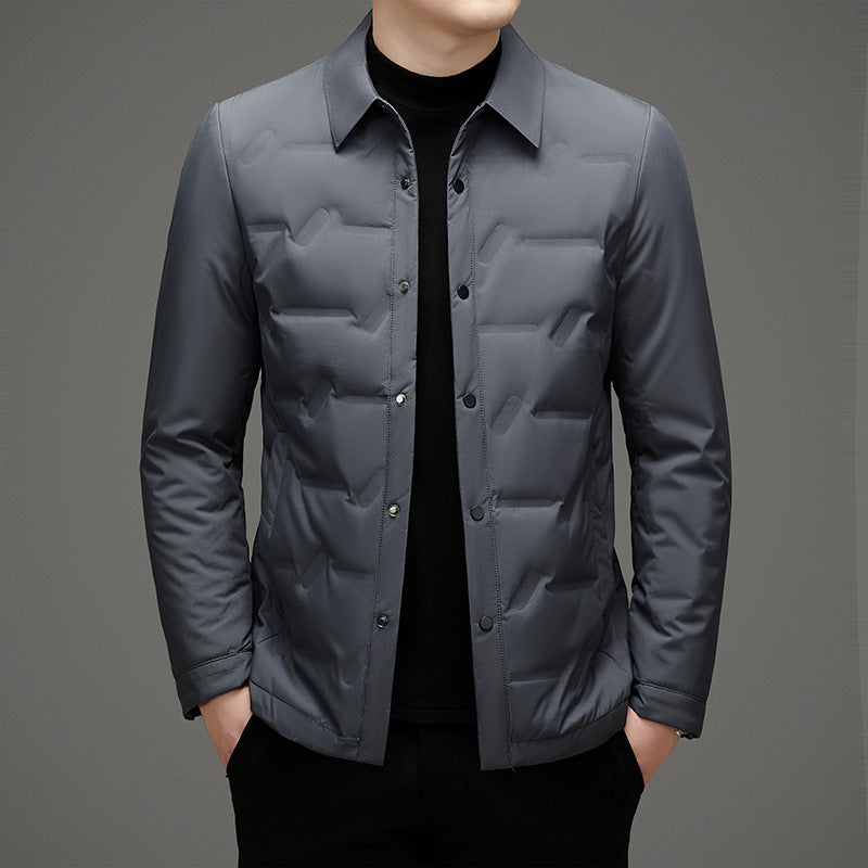 François Blanchet Regal slim-fit white duck down jacket with sleek minimalist silhouette for urban professionals