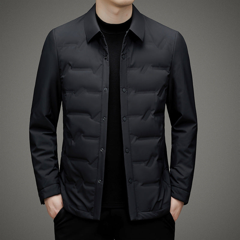 François Blanchet Regal white duck down jacket sleek minimalist silhouette for urban professionals