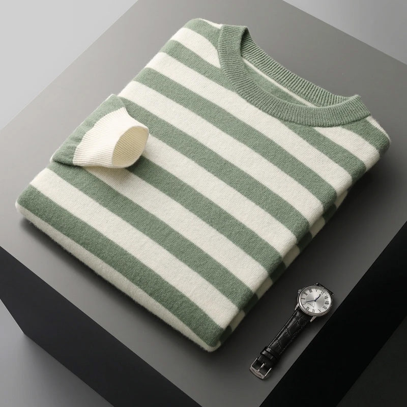 François Blanchet striped cashmere crew-neck sweater in classic multicolor knit with luxurious soft finish