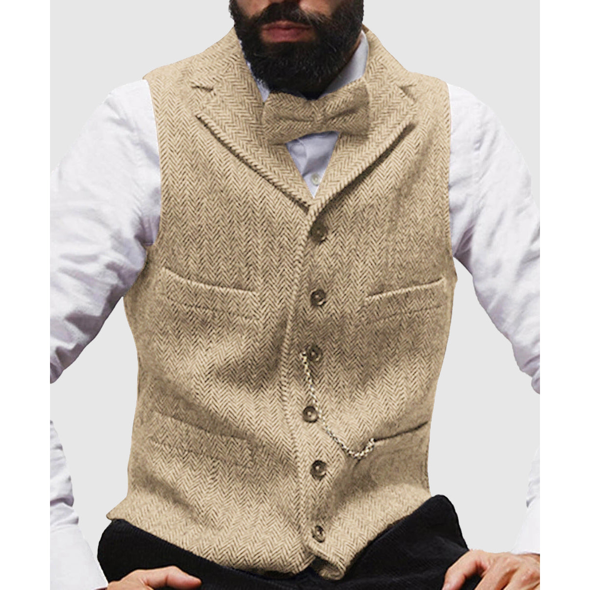 Men's tailored-fit wool-texture vest classic silhouette formal design for sophisticated professionals