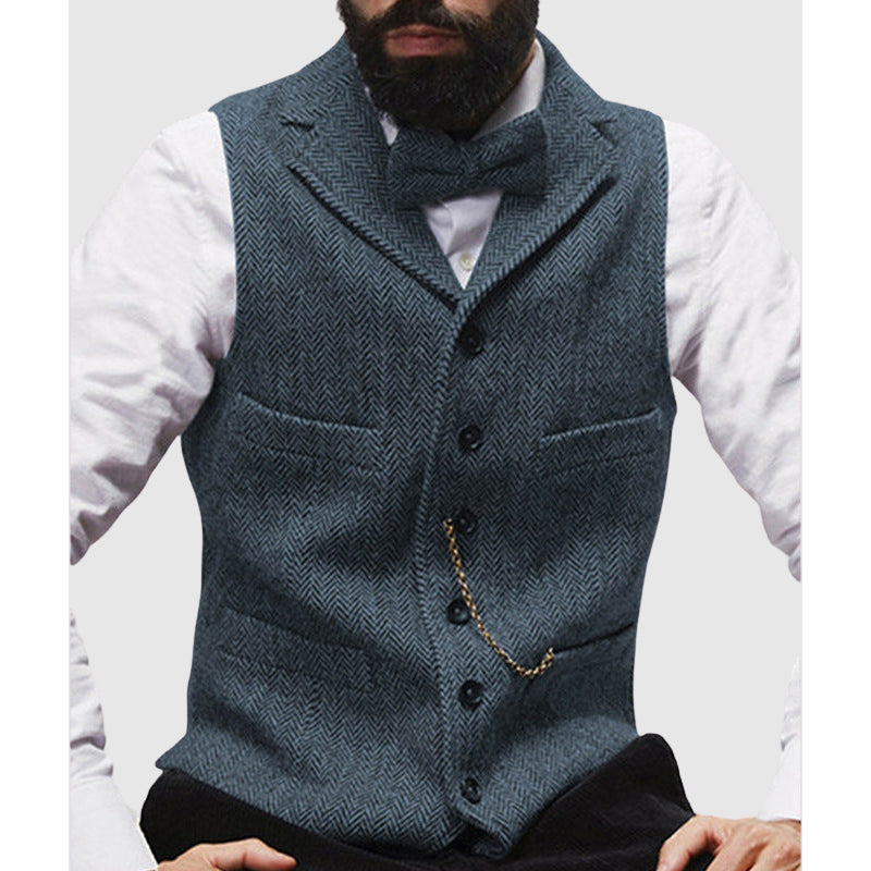 Men's tailored fit wool texture vest classic silhouette formal design for sophisticated professionals