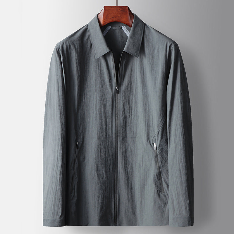 François Blanchet black windproof nylon tailor jacket sleek zip-up slim fit for city professionals