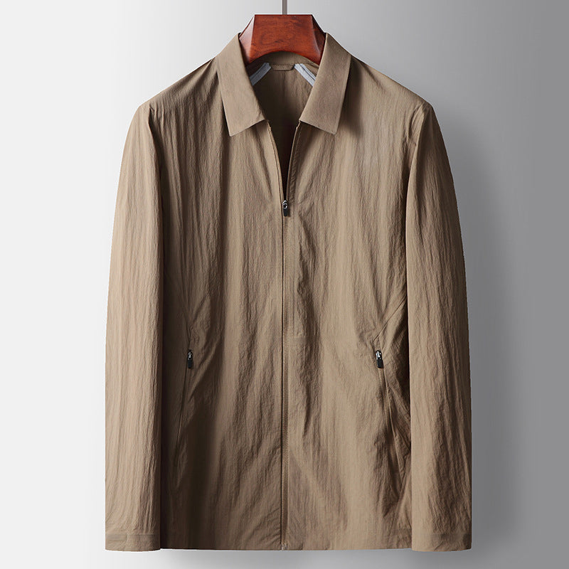 François Blanchet black windproof nylon zip-up tailor jacket sleek urban fit for city professionals