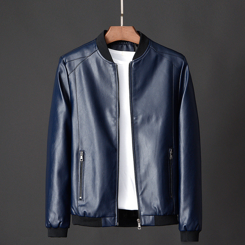 François Blanchet Vortex black PU leather slim jacket with bold contemporary cut for men