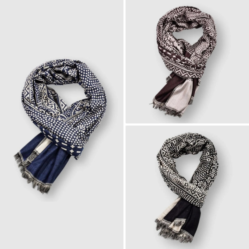François Blanchet unisex cotton blend scarf lightweight warm accessory vibrant patterned design 65x195cm