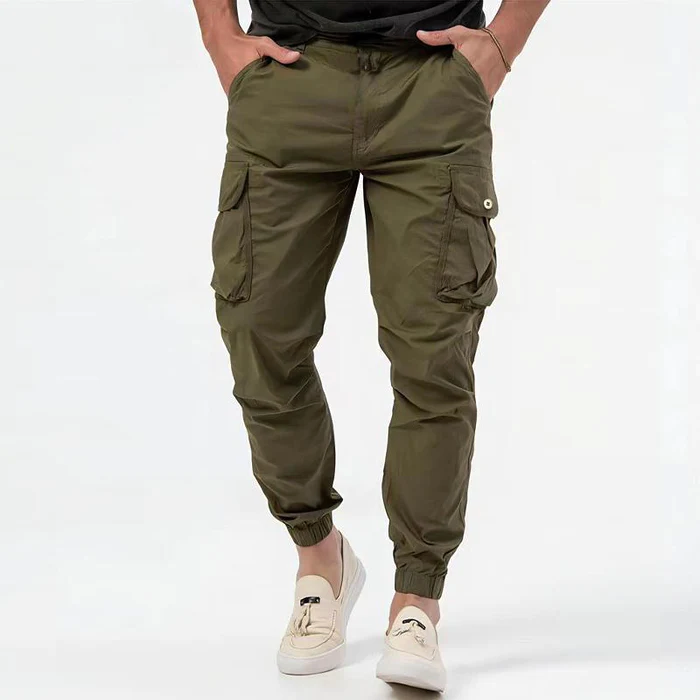 Men's lightweight casual cargo pants with multiple utility pockets, relaxed fit for everyday wear
