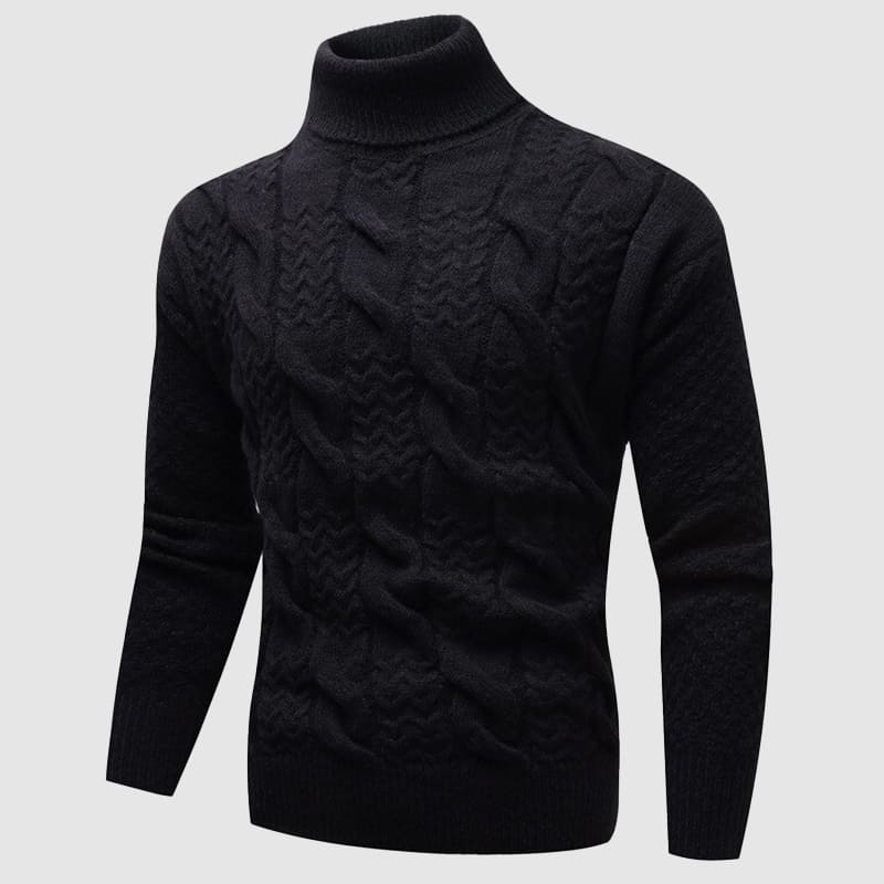 Men's cable knit turtleneck sweater regular fit, classic textured pattern for warmth and layering