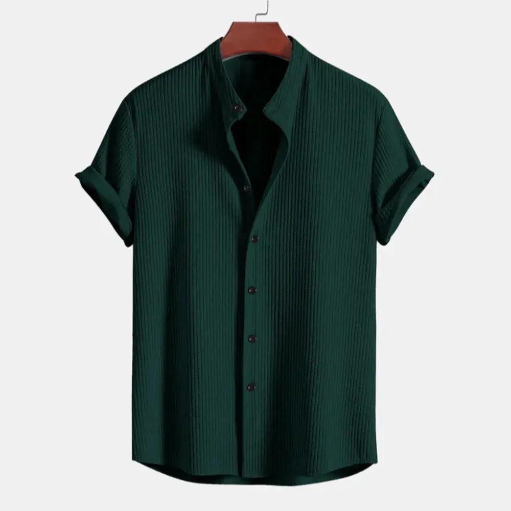 Franklin ribbed pullover shirt in neutral tone, tailored slim fit with structured ribbed texture for professionals
