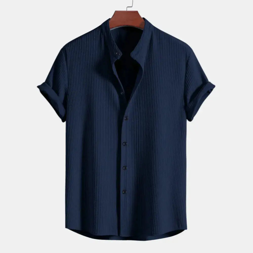 Franklin sleek ribbed pullover shirt in tailored fit with distinctive ribbed texture for modern professionals