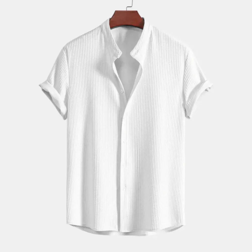 Franklin sleek ribbed pullover shirt in tailored fit with distinctive ribbed texture for modern professionals