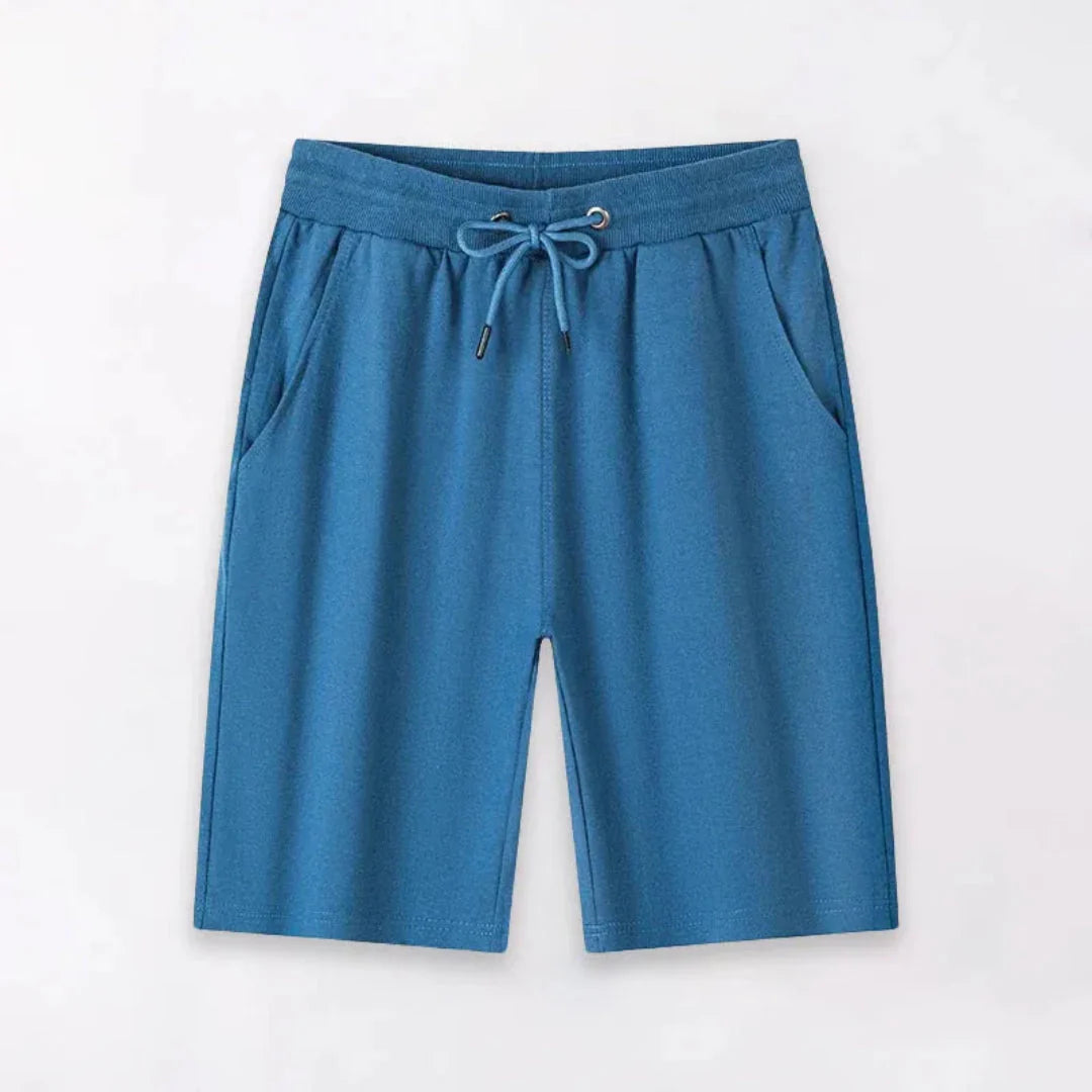 Men's lightweight cotton-blend drawstring shorts with elastic waist and side pockets for breathable comfort