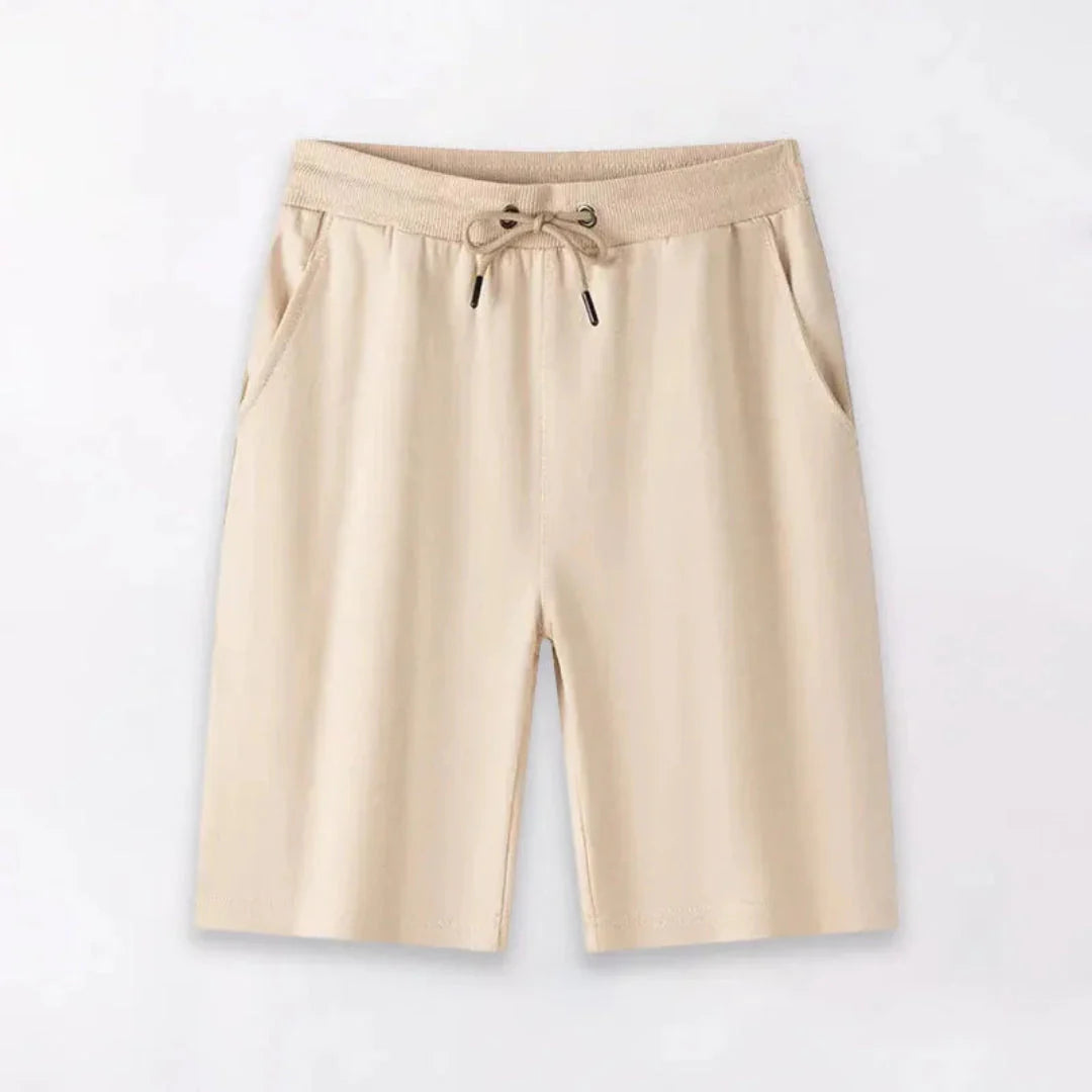 Men's lightweight gray drawstring shorts breathable cotton-blend fabric with side pockets casual fit