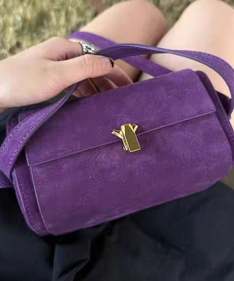 Sac bandoulière polyvalent en daim violet français - Urbann-Vibe