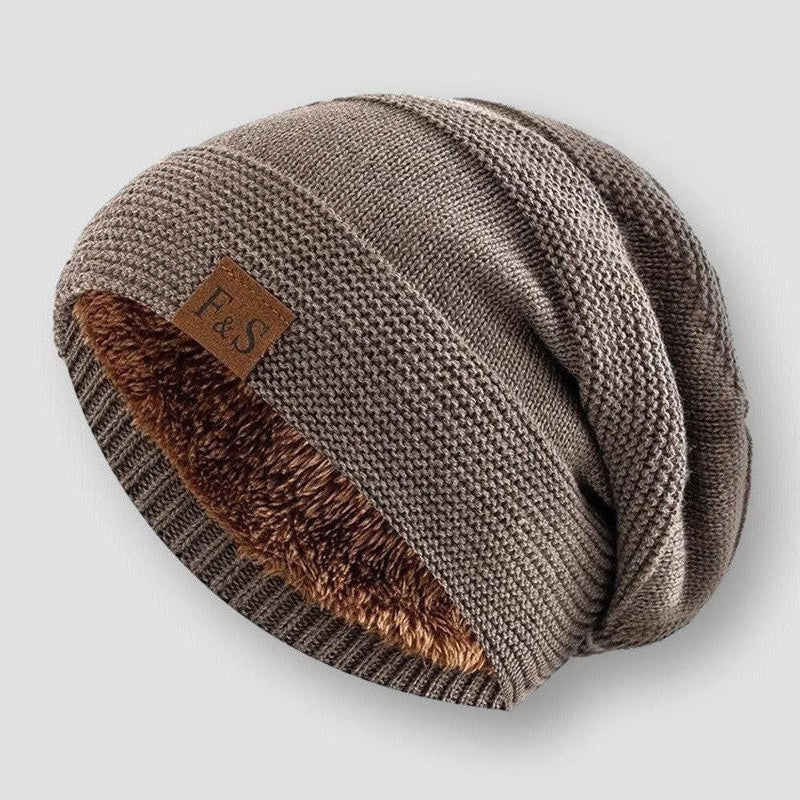 Henry fleece slouchy beanie with ribbed brim, soft interior lining, relaxed fit for winter outdoors