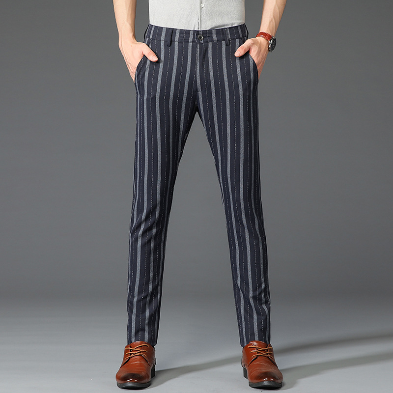 Fuga slim fit pinstripe trousers in classic vertical stripe pattern for office and evening wear