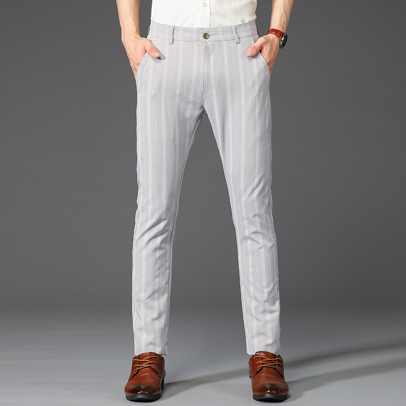 Fuga slim fit pinstripe trousers in classic vertical stripe pattern for office and evening wear