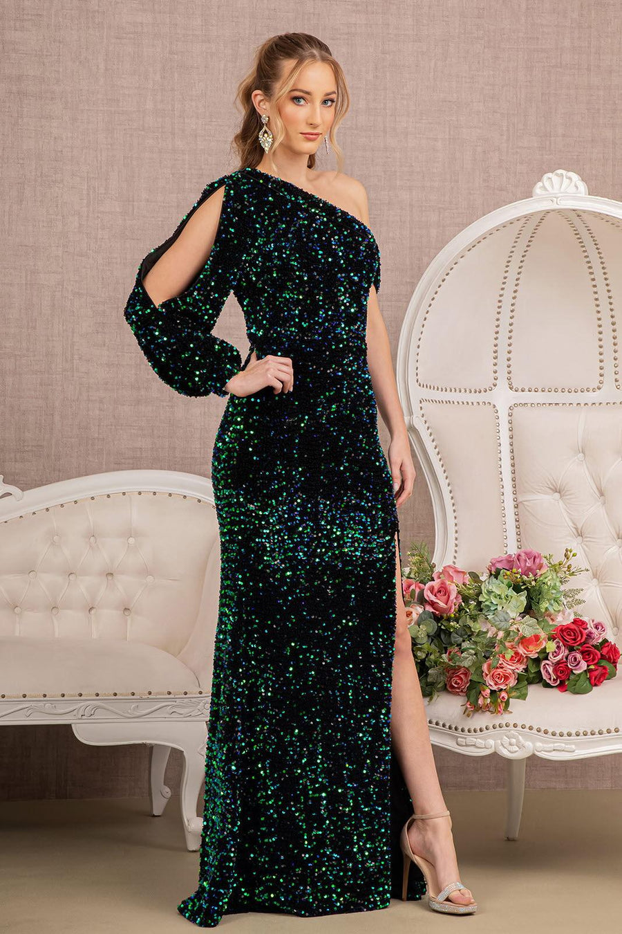 Green S Elizabeth K GL3159 Prom Long One Shoulder Formal Gown Sale - Urbann-Vibe