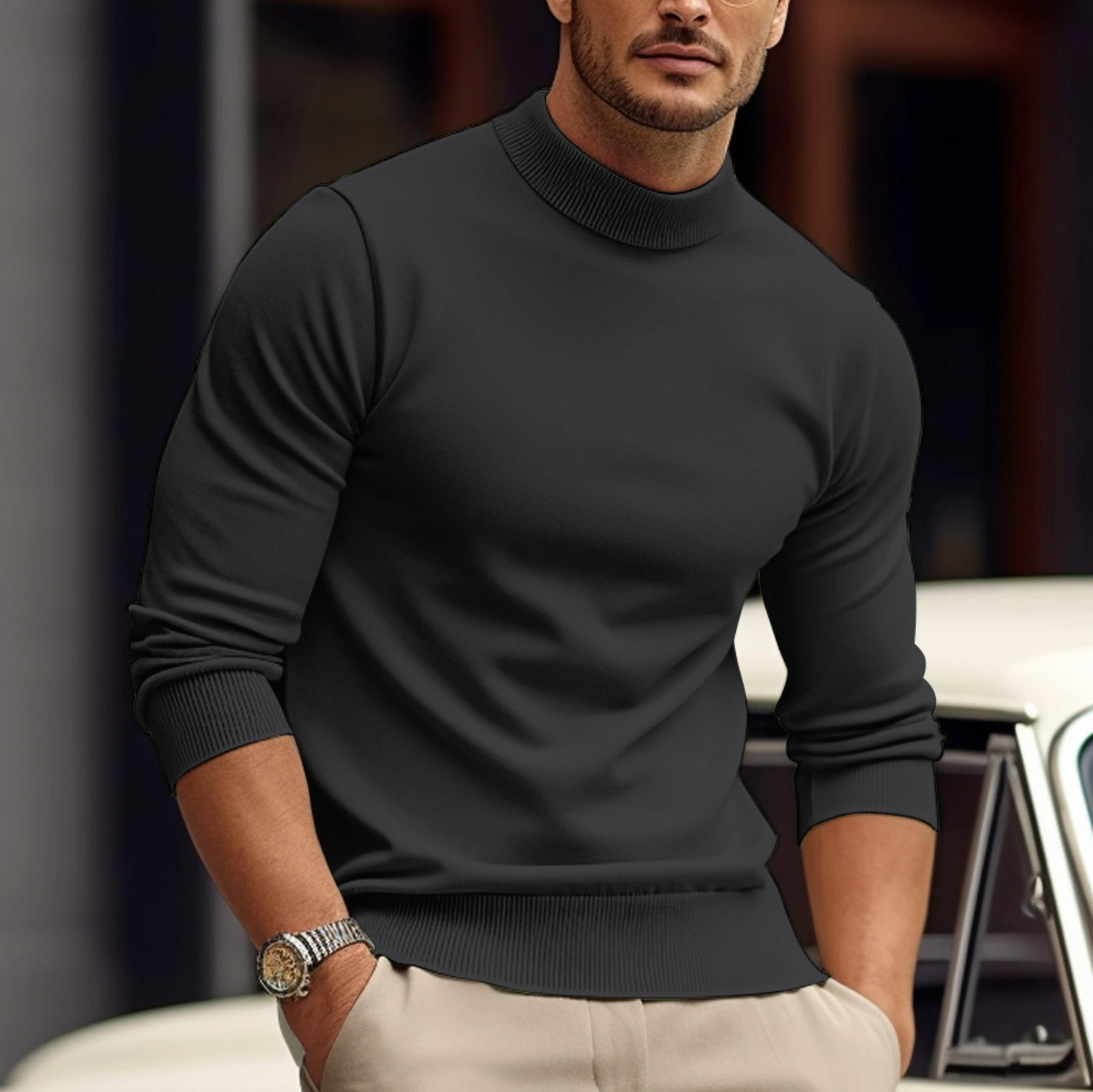 Men's soft cotton sweater breathable everyday wear elegant pattern versatile casual smart style