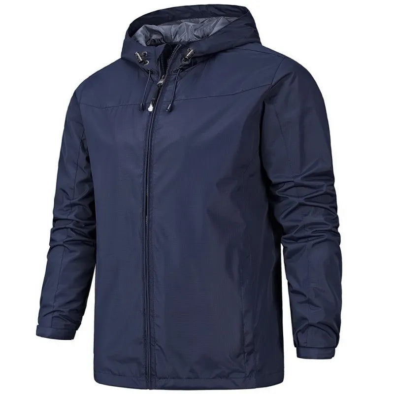 Gray water-resistant lightweight jacket with sleek everyday cut and weather-repellent finish for outdoor wear