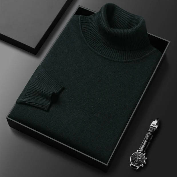 Men's premium turtleneck sweater in versatile knit, sharp slim fit for casual winter professional style