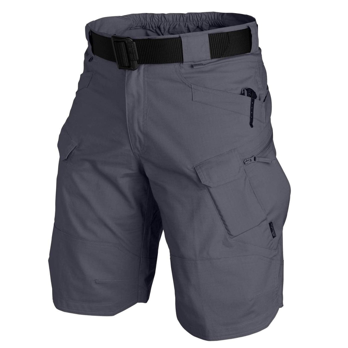 Men's lightweight outdoor hiking shorts in neutral tones with multiple pockets for travel and adventure