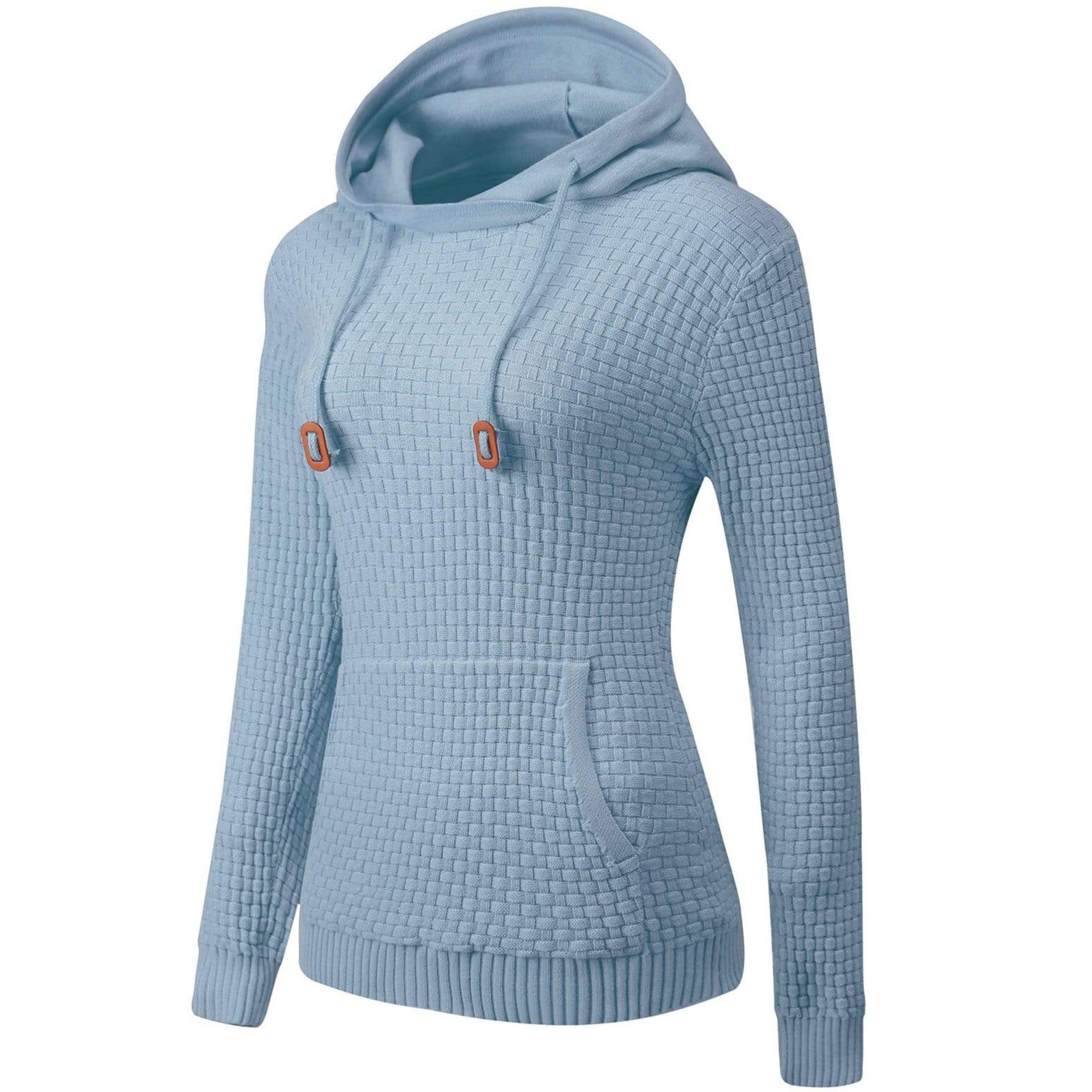 Women's regular fit textured hoodie with drawstring and kangaroo pocket for casual winter style