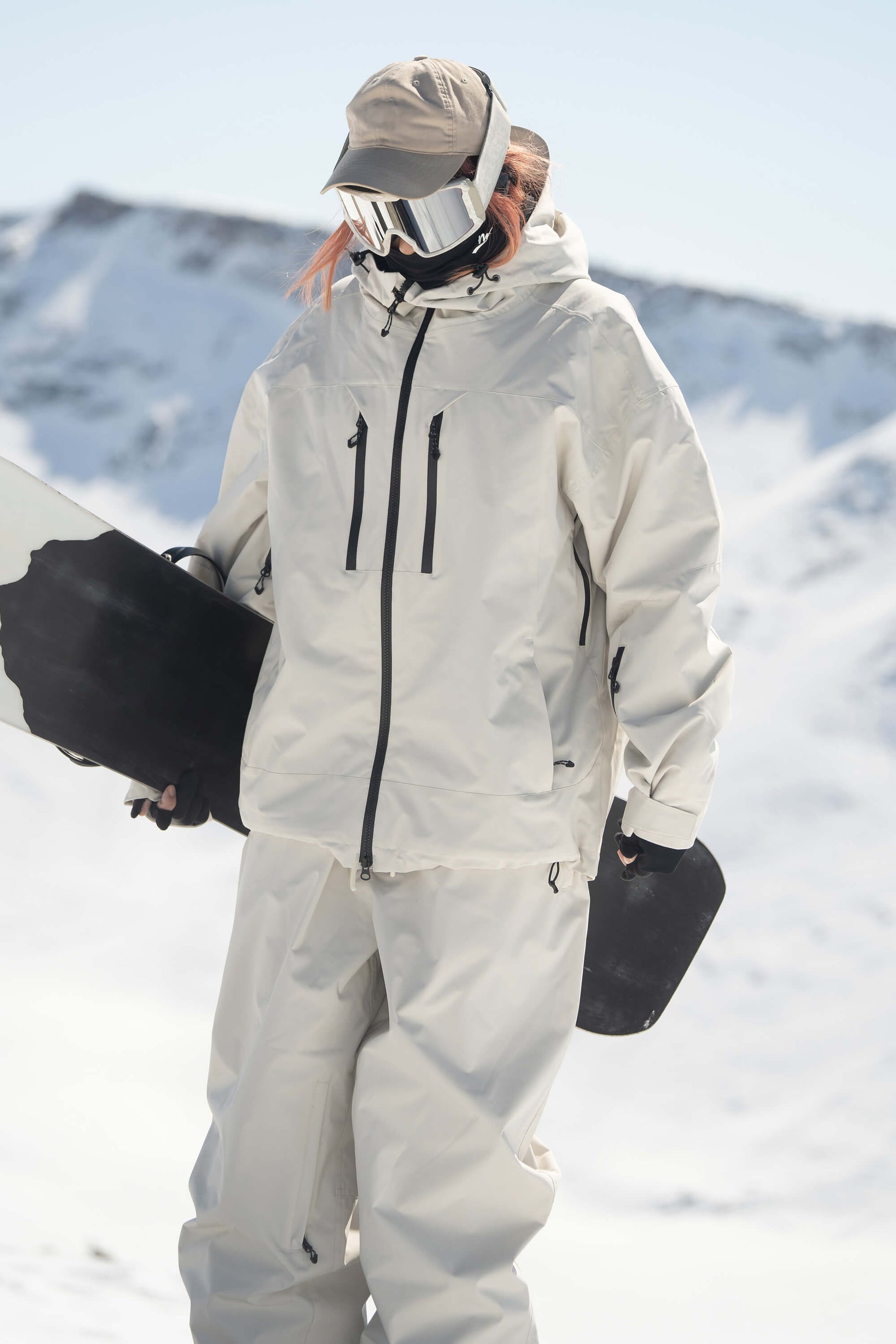 Women's rose insulated waterproof snow jacket oversized cut with dual venting and multi-pocket design