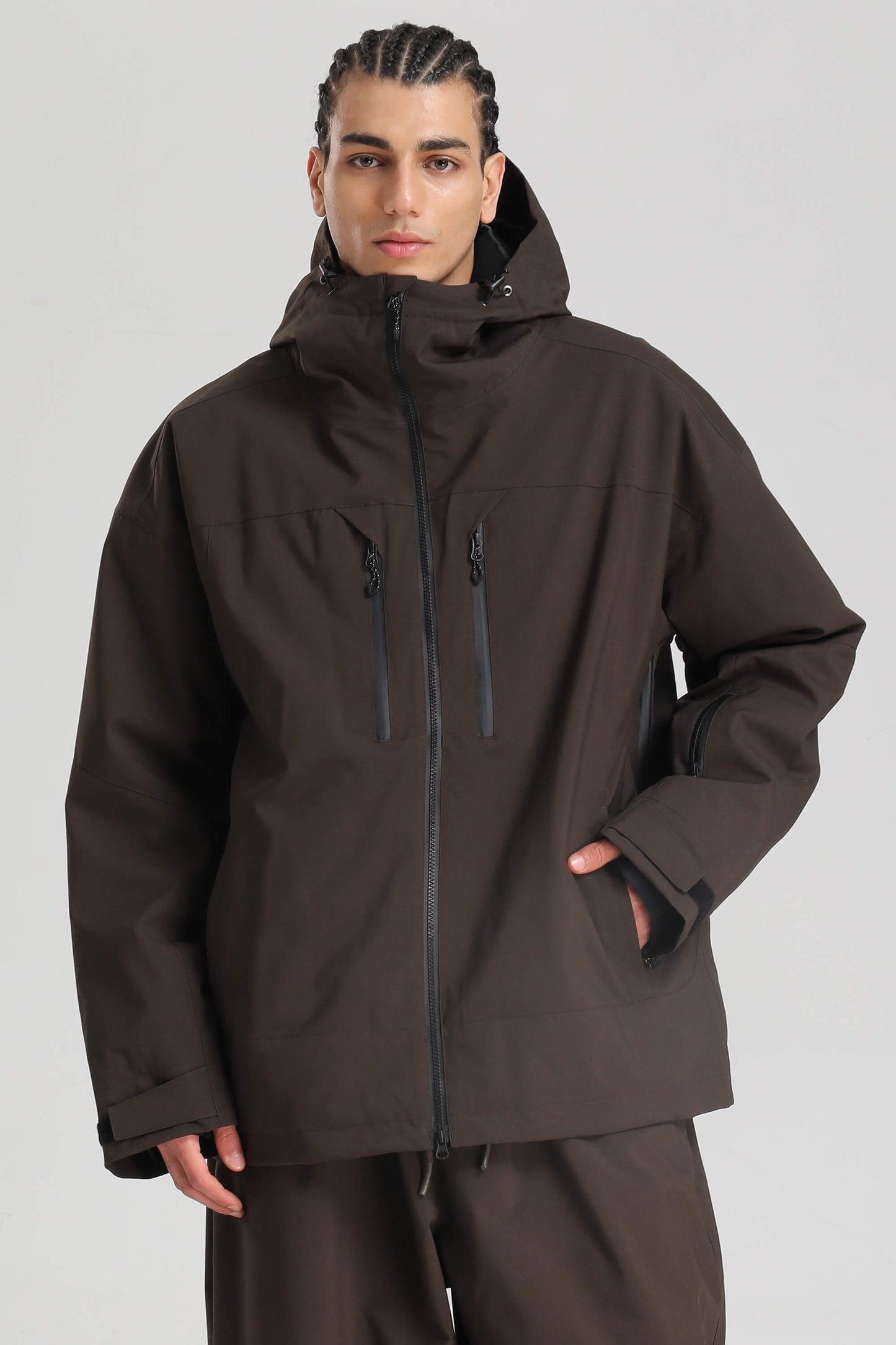 Men's rose insulated snow jacket waterproof 15K breathable multi-pocket oversized anorak winter