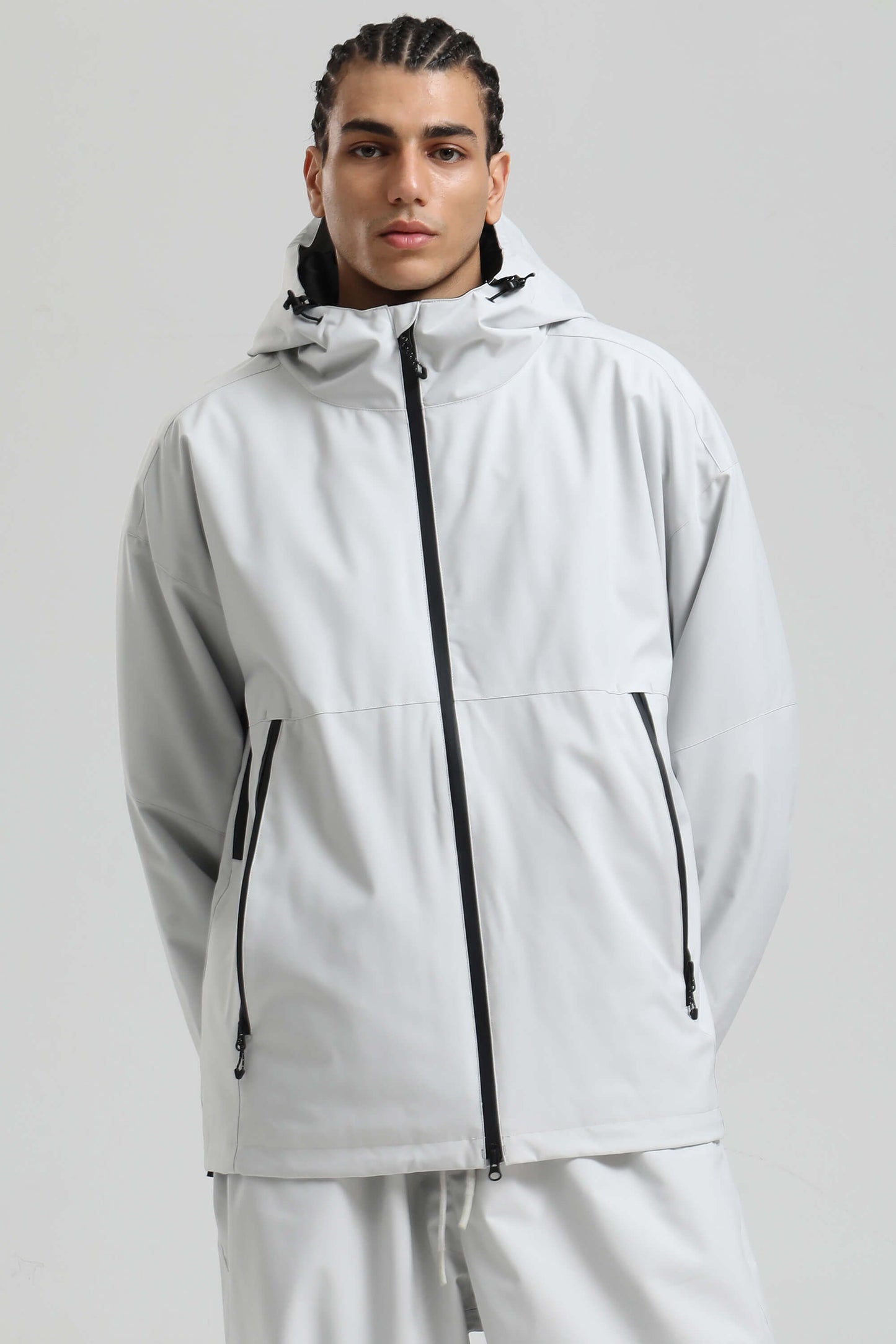 Coffee brown oversized men's insulated snow jacket with fully sealed 15K waterproof minimalist design