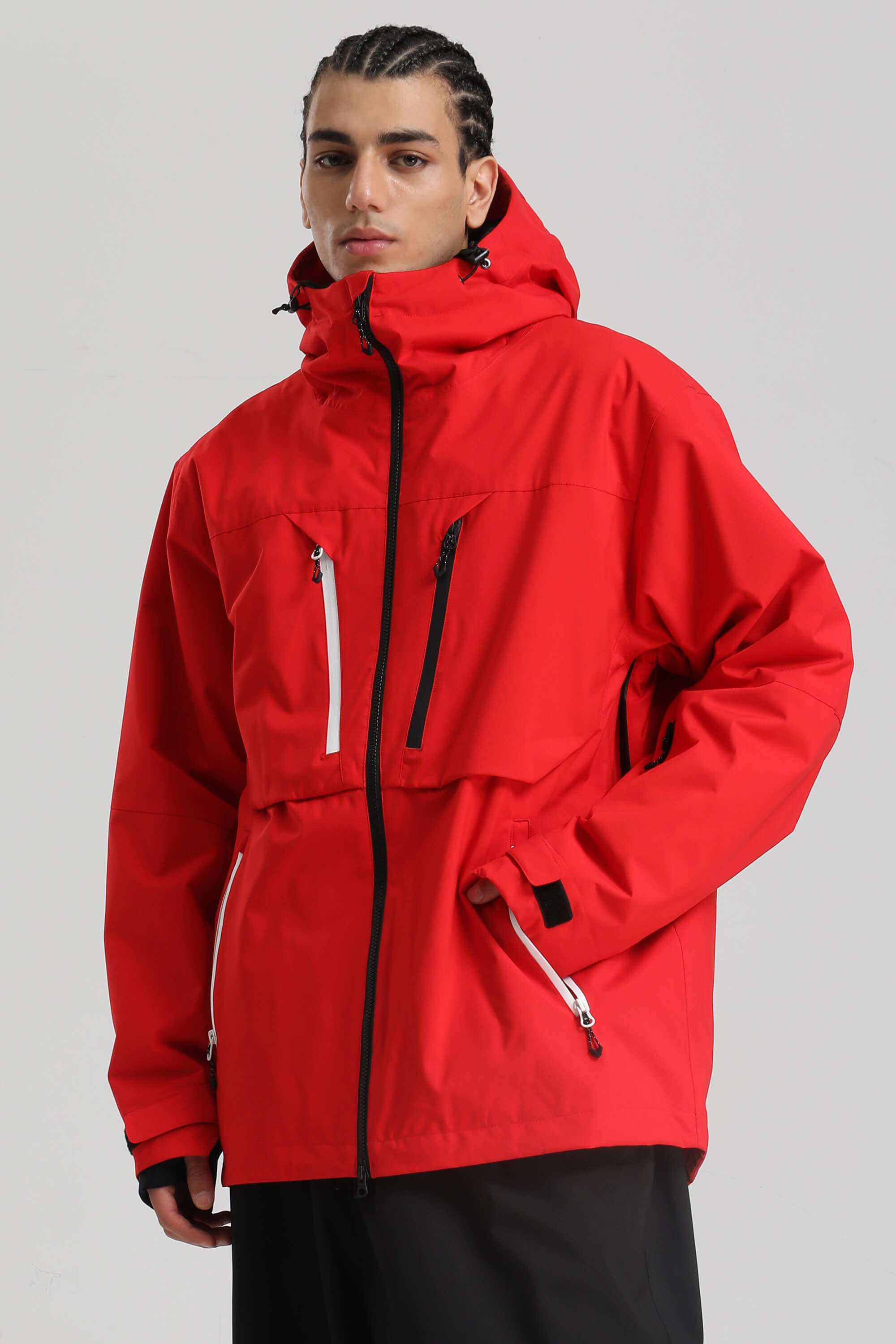 Men's khaki insulated snow jacket waterproof sealed seams contrast zips dual vents winter outerwear