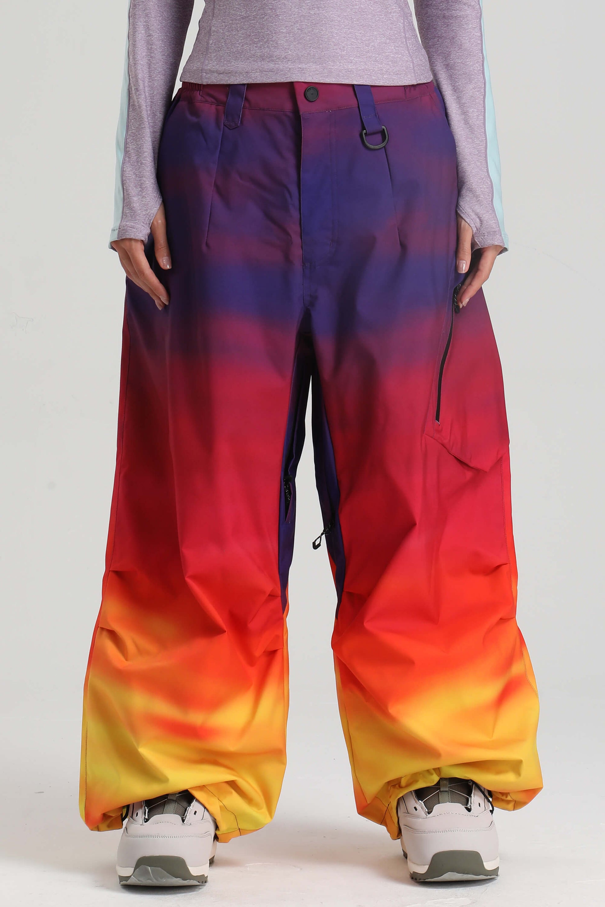 Women's rose baggy snow pants lightweight waterproof with inner thigh vents for skiing snowboarding