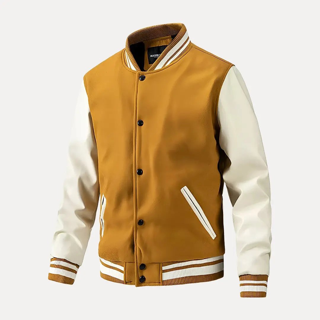 Black motorcycle varsity jacket lightweight streetwear design with edgy classic baseball collar detailing