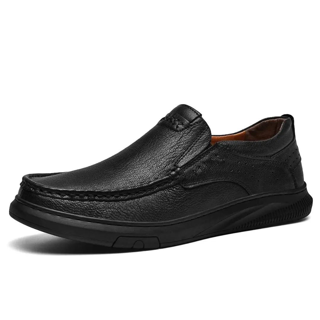 Men's classic brown leather loafers slip-on style with cushioned insoles and durable traction outsole