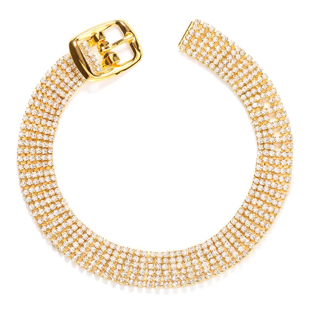 Women's five-row rhinestone belt buckle anklet adjustable couture shine tarnish-resistant sparkling ankle jewelry