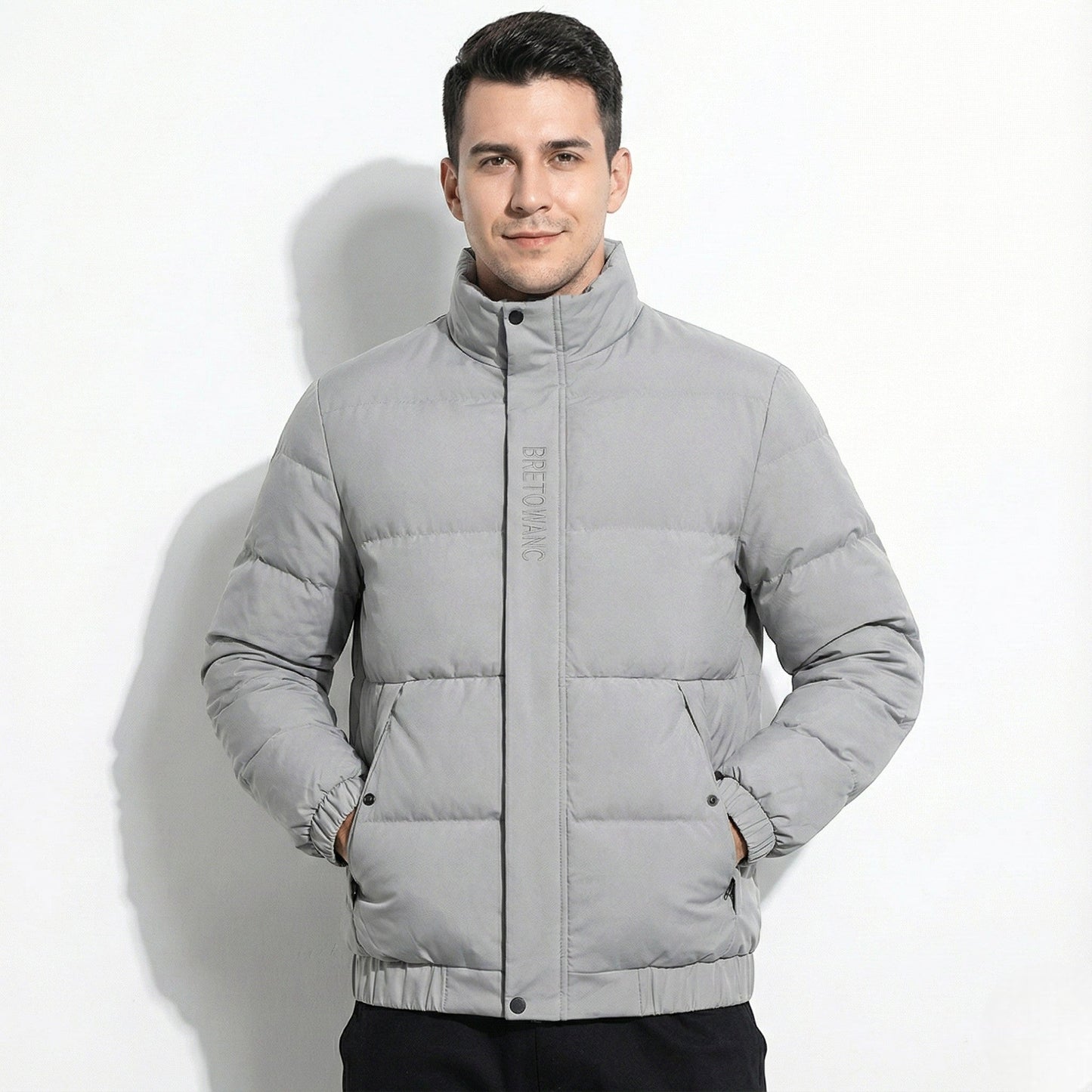 Men's Rafael winter jacket stand collar regular fit clean contemporary outerwear dark premium style