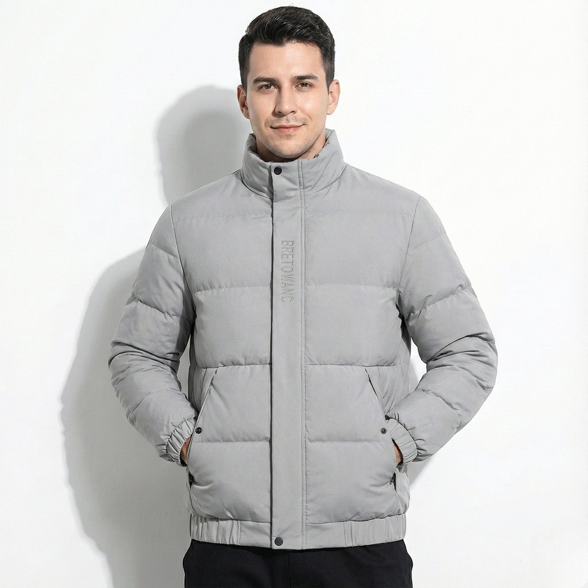 Men's Rafael winter jacket stand collar regular fit clean contemporary outerwear dark premium style