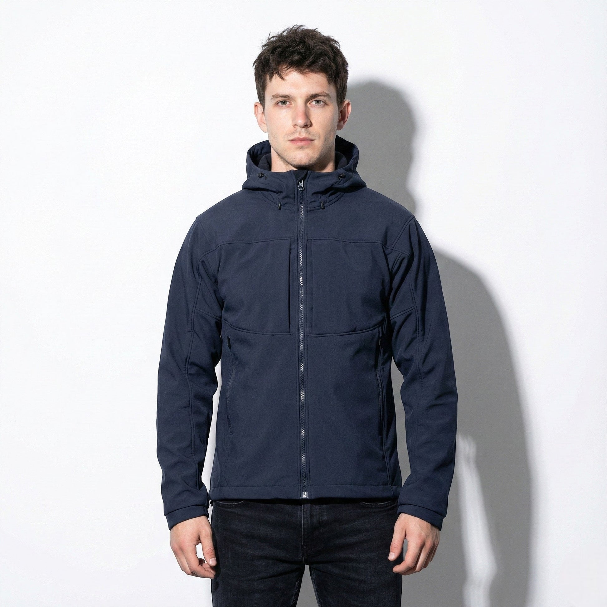 Men's Roland hooded winter jacket full-zip windproof navy blue everyday travel outerwear