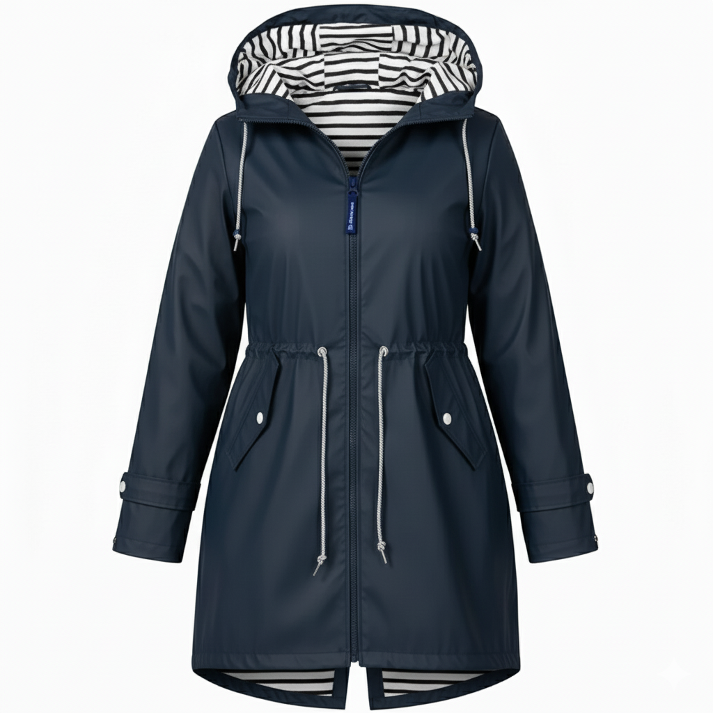 Women's plus size waterproof rain jacket curvy fit windproof coated shell stylish urban protection