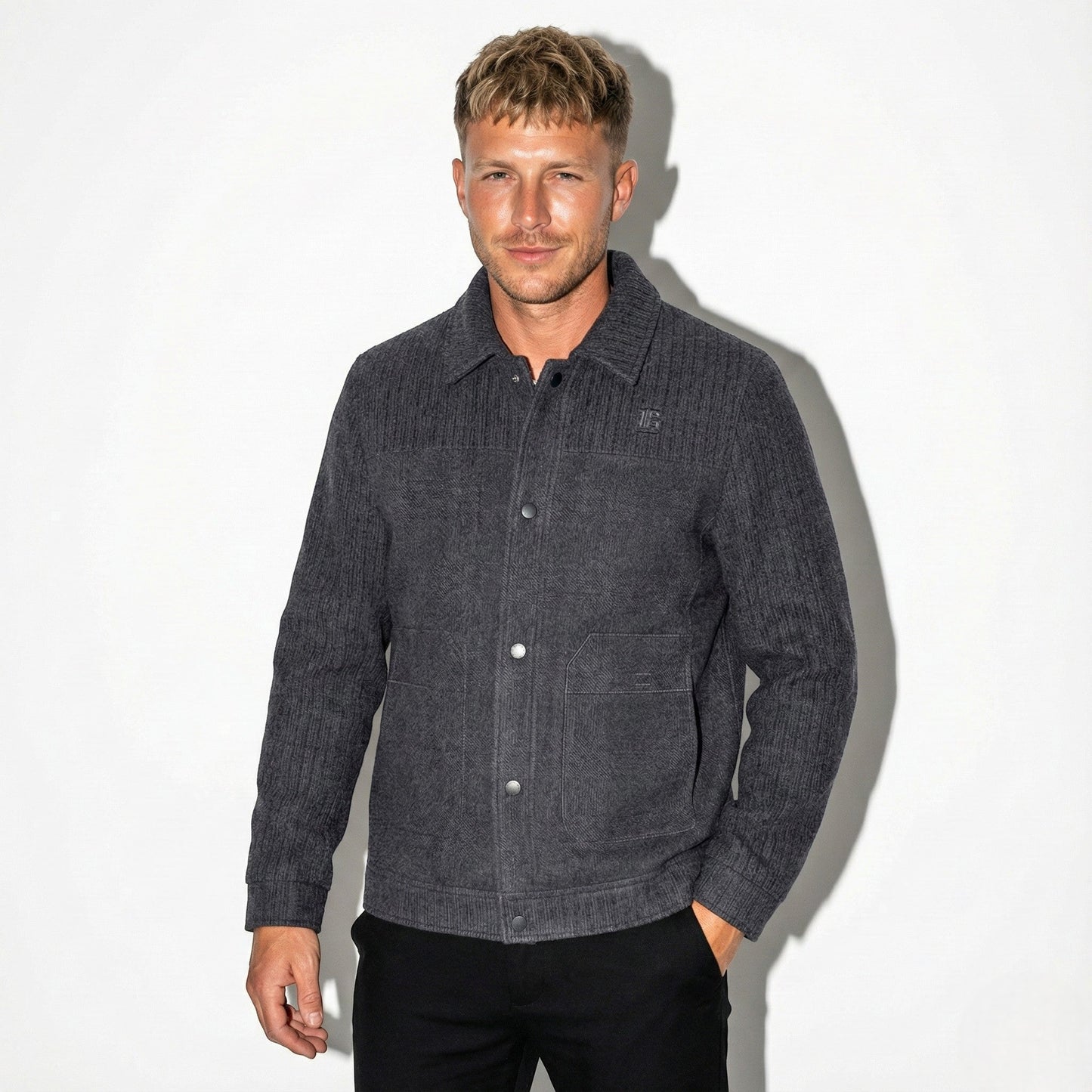 Men's wool jacket modern straight cut smooth finish urban style warm winter outerwear