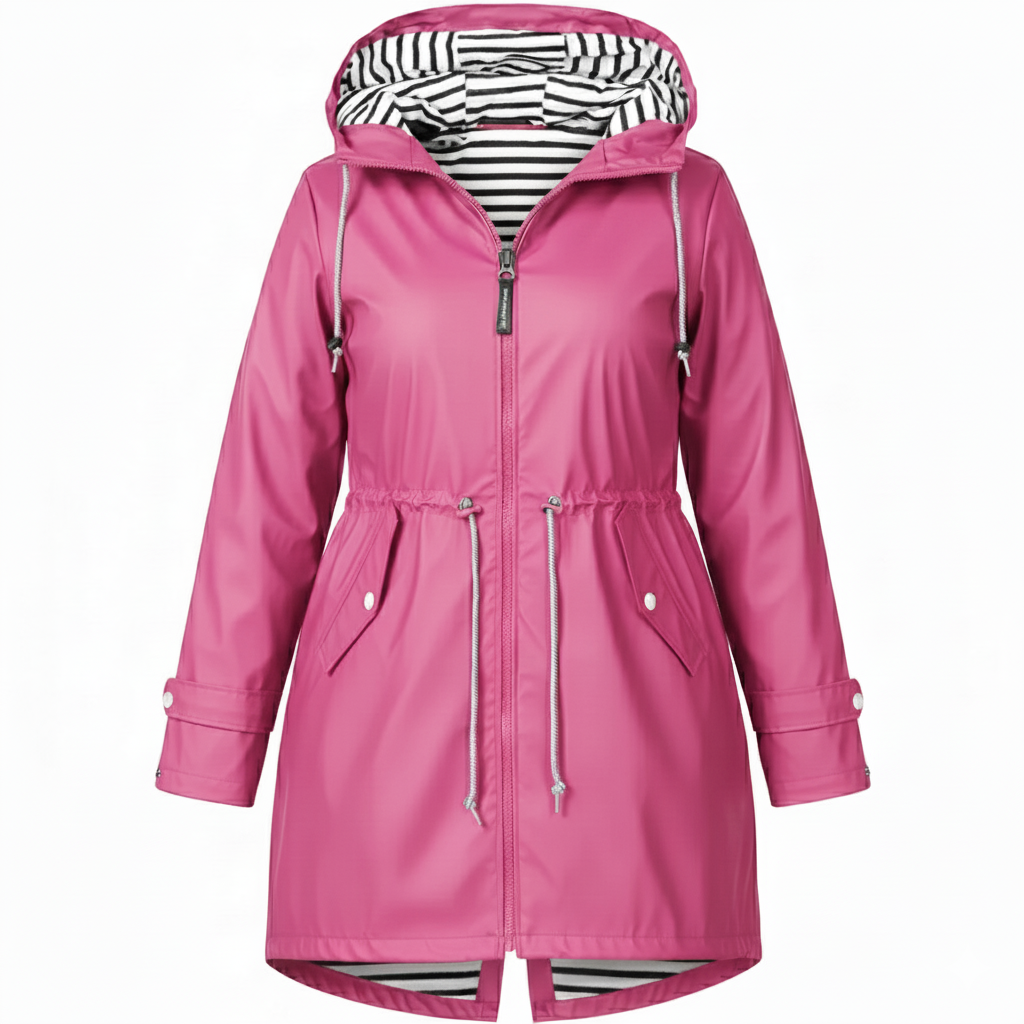 Women's plus size waterproof rain jacket curvy fit windproof shell stylish urban all-weather protection