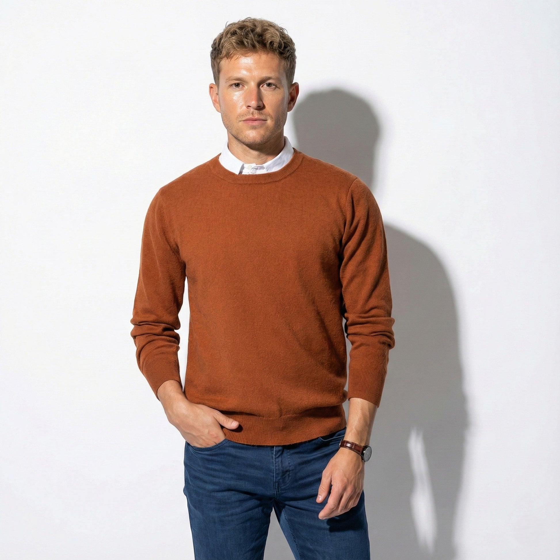 Renzo men's wool sweater regular modern cut versatile office-to-weekend polished warmth