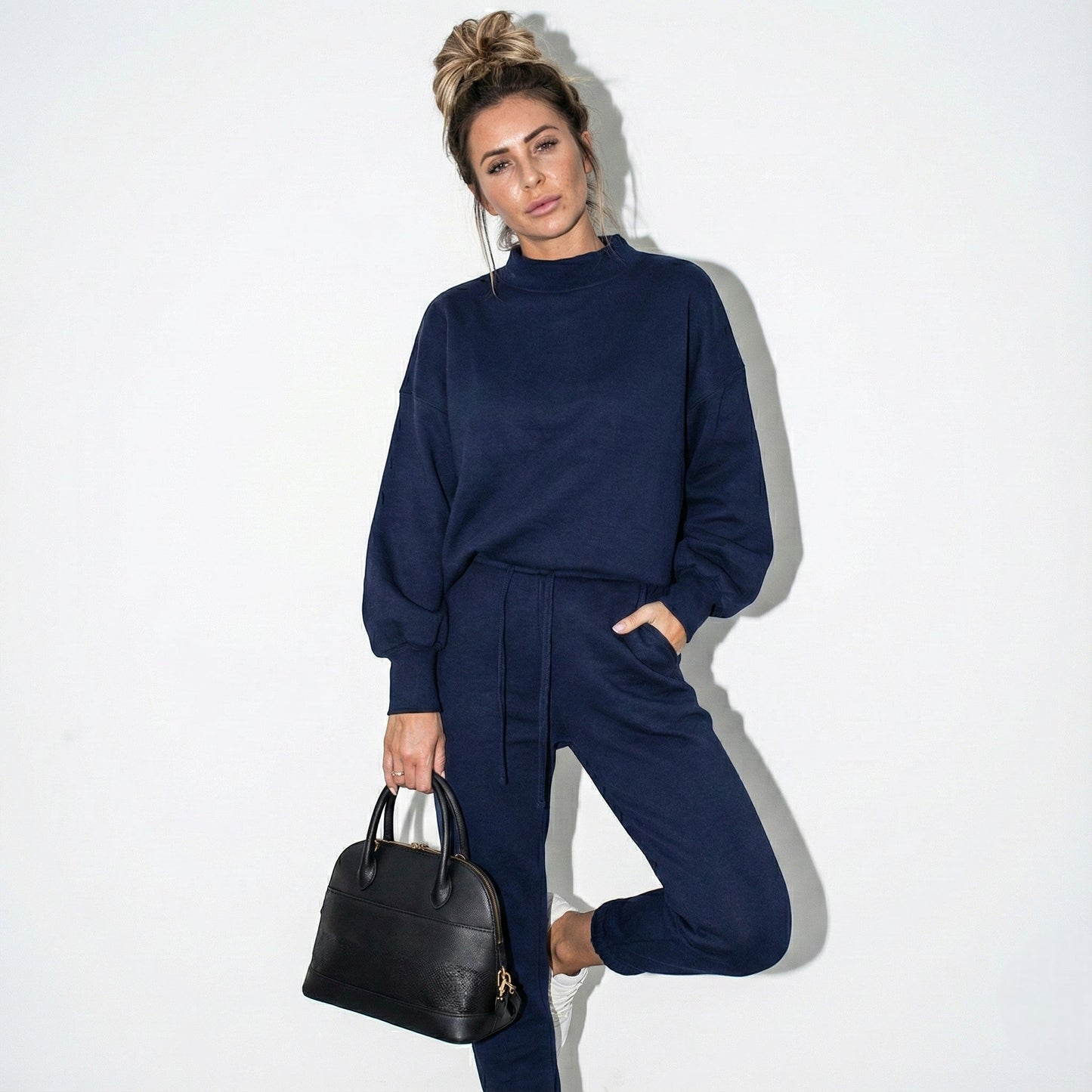 Elsa women's soft cotton loungewear set crew-neck top and cuffed pants cozy minimalist homewear