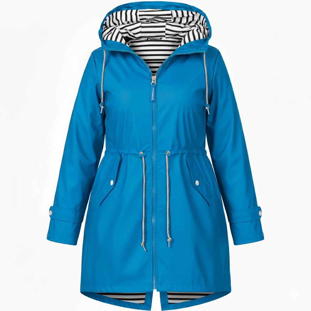 Plus size women's waterproof rain jacket curvy fit windproof coated shell stylish urban protection