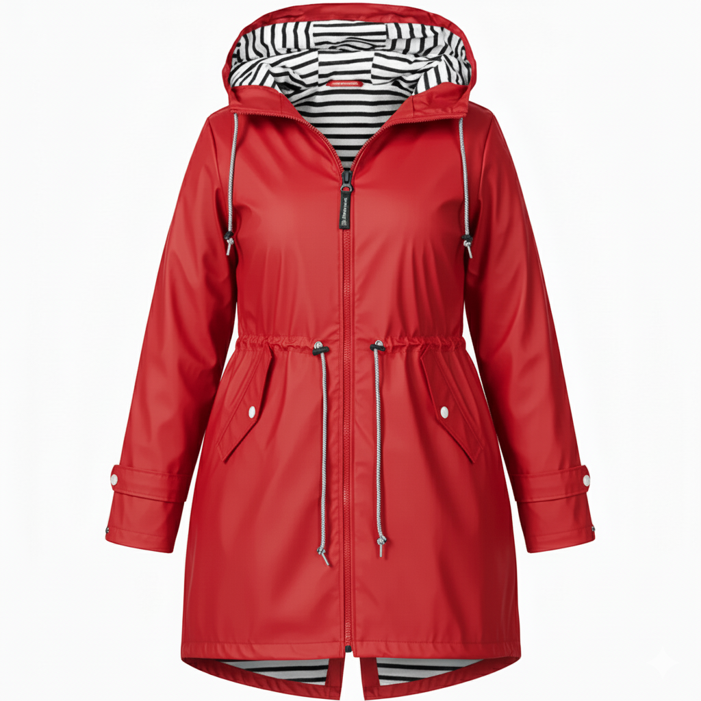 Plus size women's waterproof rain jacket curvy fit windproof shell stylish urban all-weather protection