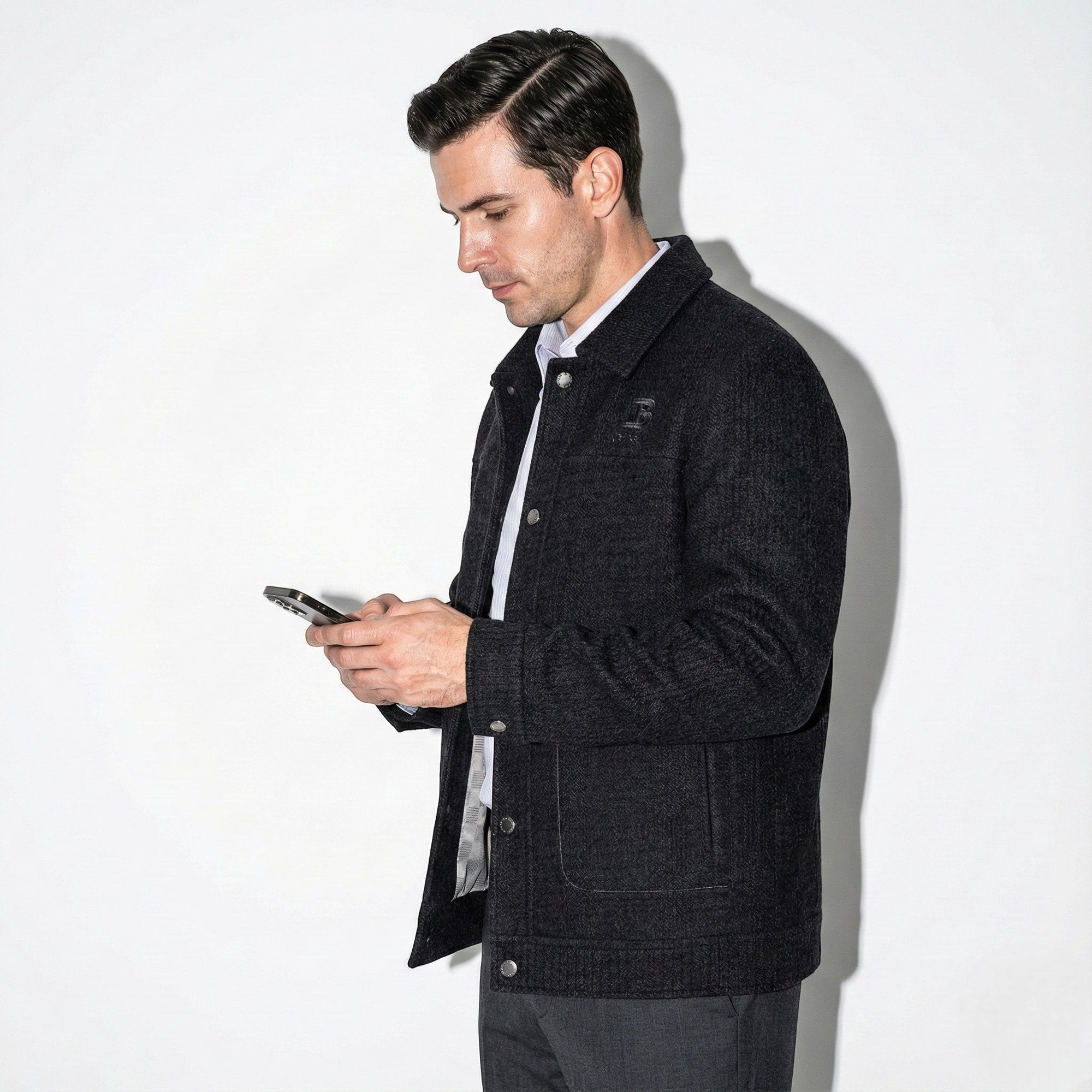 Levano men's wool jacket modern straight cut smooth finish urban winter warmth