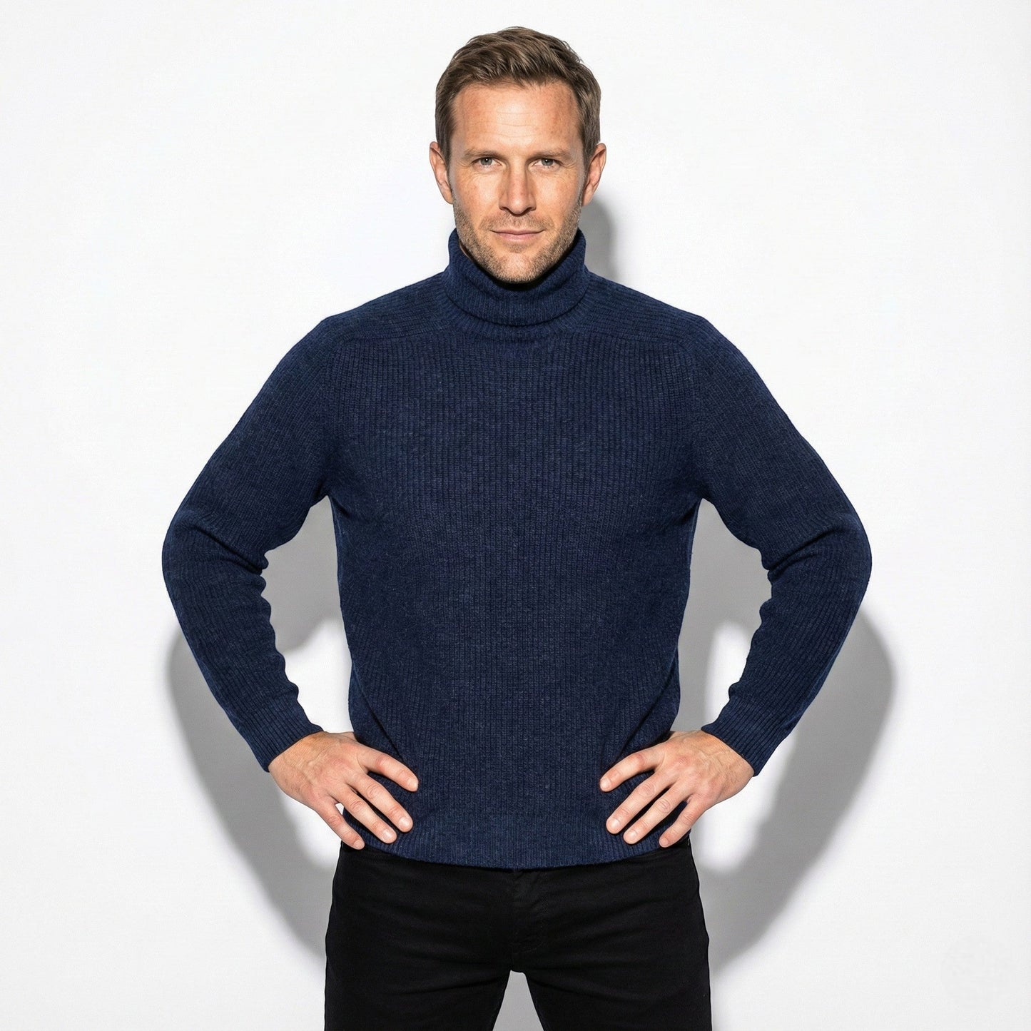 Men's slim fit ribbed knit turtleneck sweater lightweight breathable cotton blend everyday style