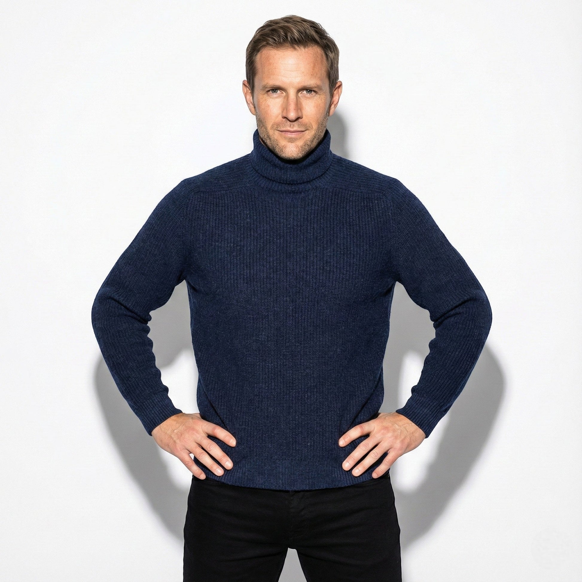 Men's slim fit ribbed knit turtleneck sweater lightweight breathable cotton blend everyday style