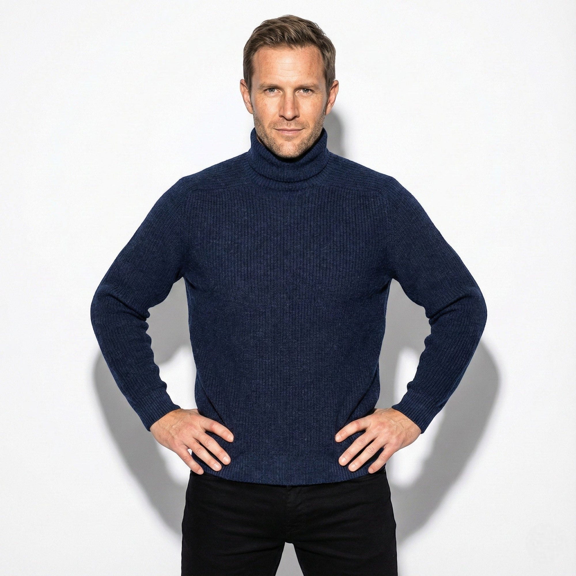 Men's slim fit ribbed knit turtleneck sweater lightweight breathable cotton blend everyday style