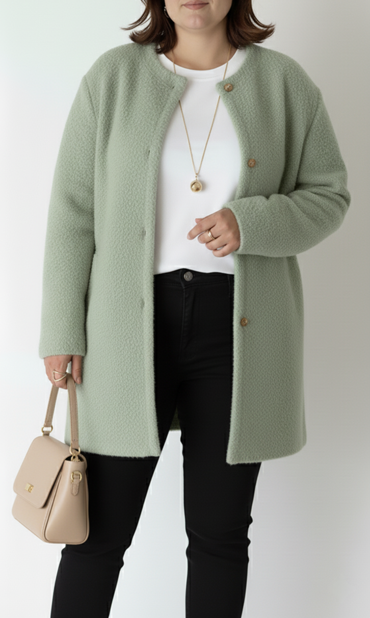 Plus size women's loose fit knit cardigan elegant cozy acrylic sweater for curvy figures